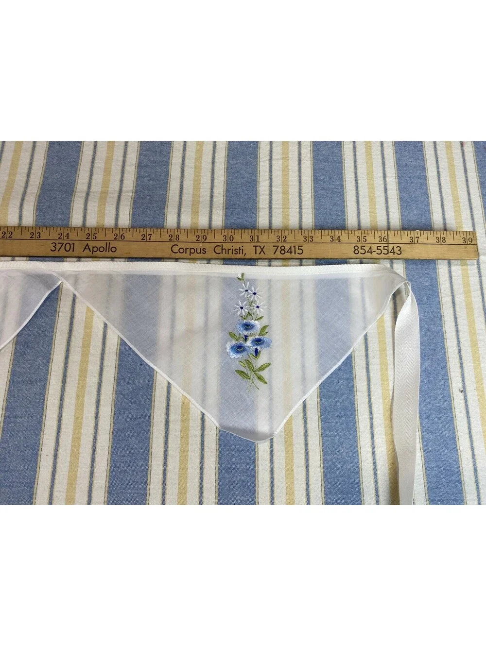 Vintage Handkerchief Bunting Garland Hankie Banner Handmade Flowers Pink Purple